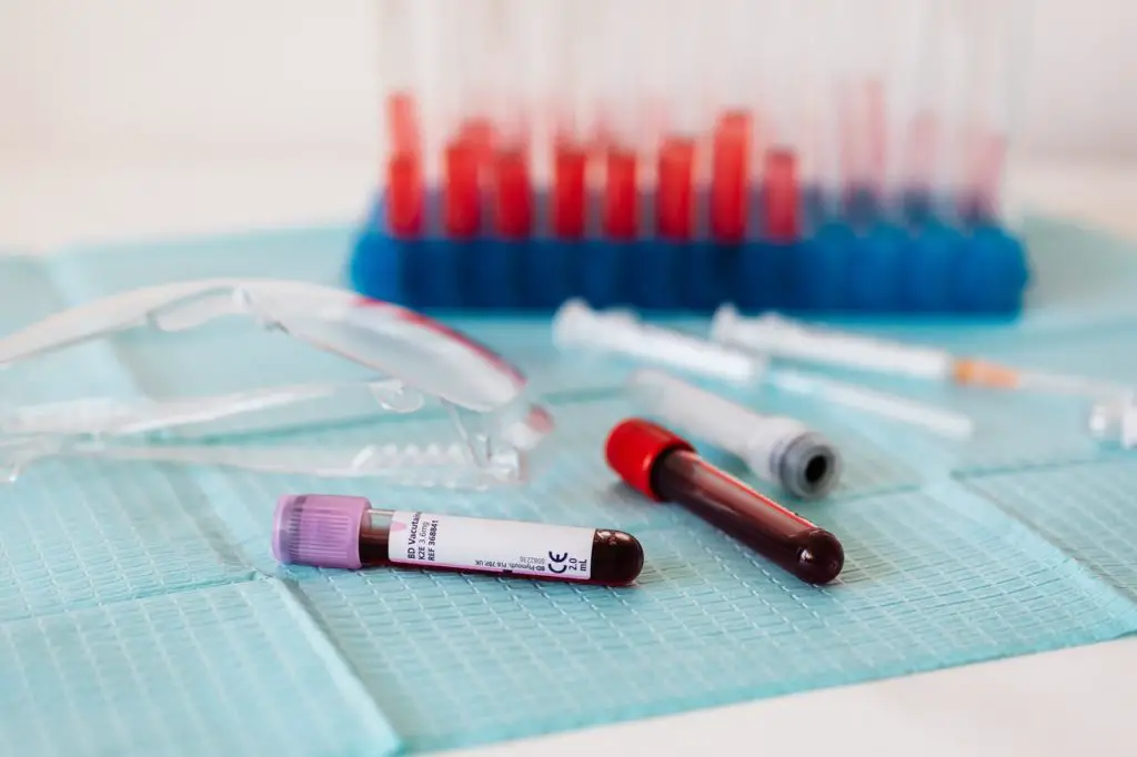 Blood vials on medical table