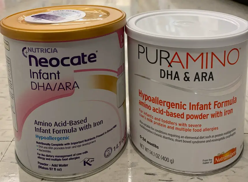 Neocate and Puramino Cans side by side